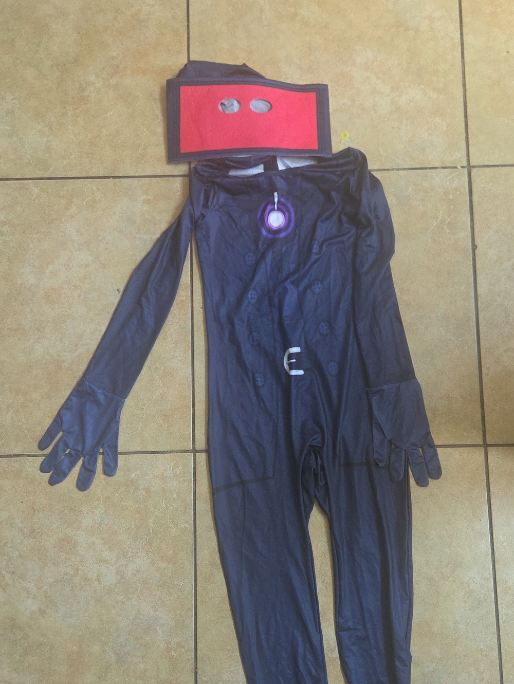Kids Navy Superhero Costume with Red Eye Mask